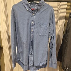 Izod Blue Casual Button Down Shirt with Classic Collar